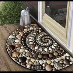 《即日・匿名配送》円形貝殻デザイン玄関マット