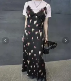 【完売商品】CLARA SATIN CAMI DRESS ブラック　Ameri