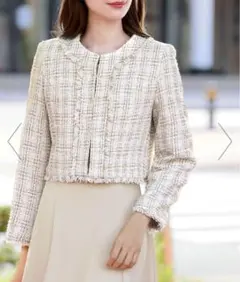 Flolia ノーカラーツイードジャケット　スーツ　 9AR M 新品　入学式