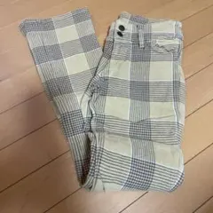 チェック柄ストレッチパンツチェック柄のパンツ　サイズウエスト61cm ベージュ系