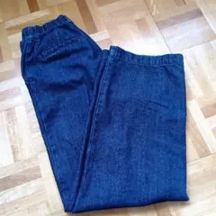 ダークブルーワイドパンツ デニム　ゴムウエスト　Mサイズ
