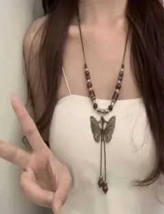 【新品】蝶 バタフライ ネックレス 森ガール フェアリーグランジネックレス