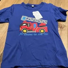 消防車プリント Tシャツ 130cm