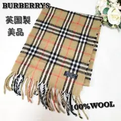 美品☆BURBERRYバーバリーノバチェック柄マフラー100%ウールY2K英国製