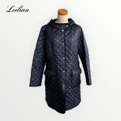 美品✨️【レリアン】 キルティングコート フード付き 黒 上品 ロング丈