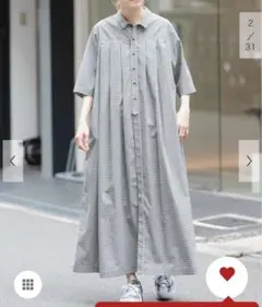かぐれ リネン オープンカラーギャザー ワンピース チェック柄 - メルカリ