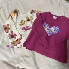 hakka baby 花柄長袖Tシャツ、トレーナー2枚セット