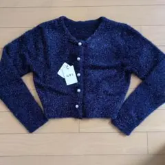 GRL ネイビー ラメ入りカーディガン