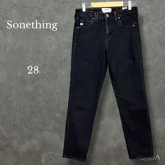 サムシング【M】ANNスリムスキニーデニムパンツ クロップド丈 ブラック