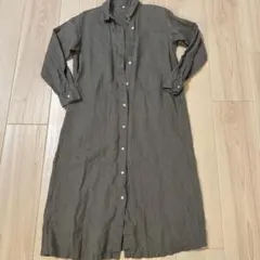 グレー シャツワンピース Sサイズ 長袖　無印良品　MUJI 麻100%