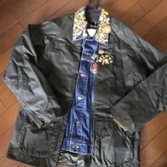 Barbour × TOGA ピンバッジ重ね着風 ライダースジャケット 一点もの 