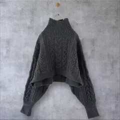 ★美品◆アダムエロペ◆ 【サステナブル】リサイクルウールケーブルプルオーバー