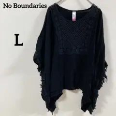 No Boundaries 【L/G】レース フリンジ袖 トップス ブラック