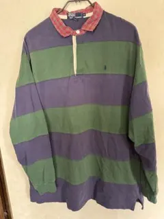 ケ*ン様 ラルフローレン ボーダー ポロシャツ XL 襟チェック ラガーシャツ