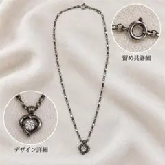 シルバーカラー ハート形クリア調トップ ネックレス