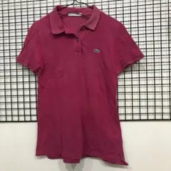 A647 ラコステ　半袖　ポロシャツ　ピンク　パープル　レディース　M