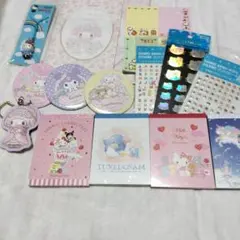 サンリオ詰め合わせ14点セット　シール　メモ帳　缶ミラー　ストラップ