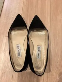 JIMMY CHOO ブラックスエードフラットシューズ