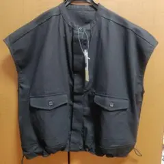 ノーカラー ベスト ブラック M