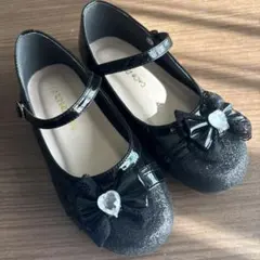 ブラック フォーマルシューズ リボン付き