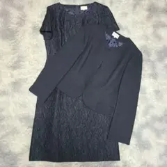 美品/大きい　東京ソワール　リファンネ　13号　セットアップ　ノーカラー　花柄