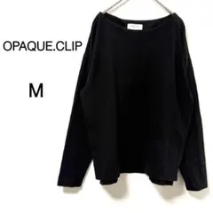 【オペークドットクリップ】カットソー 長袖 ボートネック ブラック M