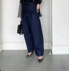 ma couleur マクルール　タックイージーカーブデニムパンツイージーパンツ