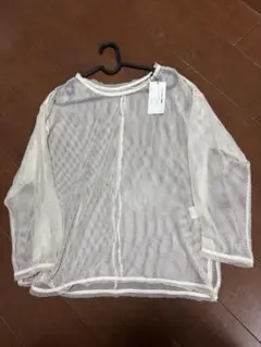 メッシュ 長袖 トップス アイボリー ONEサイズのサムネイル