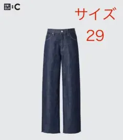 美品⭐️UNIQLOC ワイドストレートジーンズ　29 ネイビー