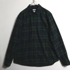 S1505　GAP　長袖ネルシャツ　L　緑　チェック柄　US古着