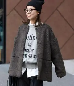 16日迄☆ジャーナルスタンダードレリュームウォッシャブルボアマフラー付きブルゾン