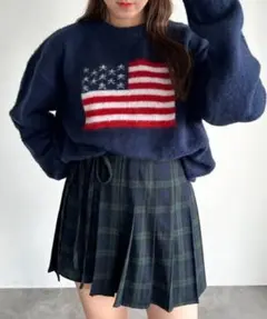 apres jour mignon 長袖ニット フリー ネイビー レディース