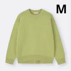 GU スウェットライクニットオーバーサイズプルオーバー　グリーン