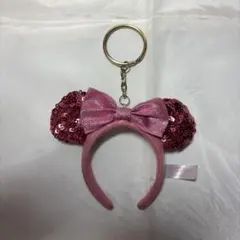 ミニー　ピンク　スパンコール　キーホルダー