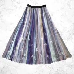 美品　ScoLar グラデーション ロング プリーツスカート M パステルカラーのサムネイル
