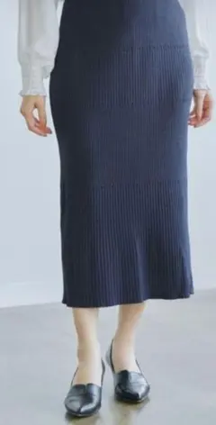 COHINA パターンミックスリブIラインスカート