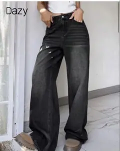 SHEIN Dazy ダークグレー ワイドレッグデニム