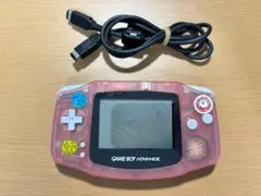 ゲームボーイアドバンス クリアピンク 本体　ケーブル付き　-0779