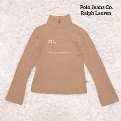 ポロジーンズ ラルフローレン ハーフジップ タートル ニット ベージュ M