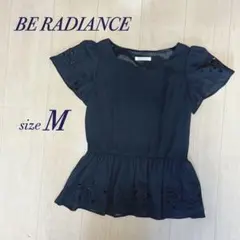 BE RADIANCE ビーラディエンス　ペプラムブラウス 半袖 黒 Mのサムネイル