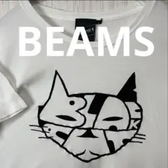 BEAMS 猫プリント Tシャツ 白 半袖 Lサイズ