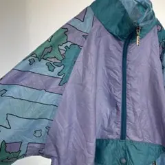 【一点物】ハーフジップ　ナイロンパステル柄ブルゾン 海外古着　プルオーバー