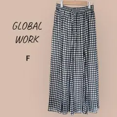 未使用・タグ付き　グローバルワーク　エアリーフレアスカート　チェック柄　F