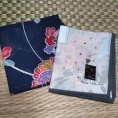 レディース　ハンカチ　2枚セット（マリオバレンチノと紅型染め）　綿100%