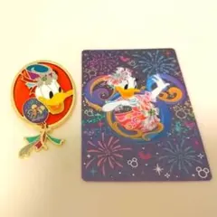 【新品】香港ディズニー　20周年　ドナルド　ピンバッジ　デイジー　カード