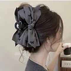 リボン柄　ヘアクリップ　バンスクリップ　ヘアアクセサリー 髪留め　髪飾り