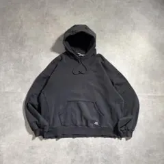 古着 00s ラッセルアスレチック ブラック フーディ パーカー 黒 ブランク