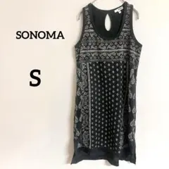 美品✨ SONOMA 【S】ノースリーブチュニック ブラック ペイズリー