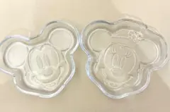 東京ディズニーランド　ミッキー　ミニー　ガラス　プレート　フェイス　２枚セットのサムネイル