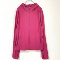 ユニクロ【L】エアリズム サムホールUVカットパーカー ピンク 指穴 日焼け対策